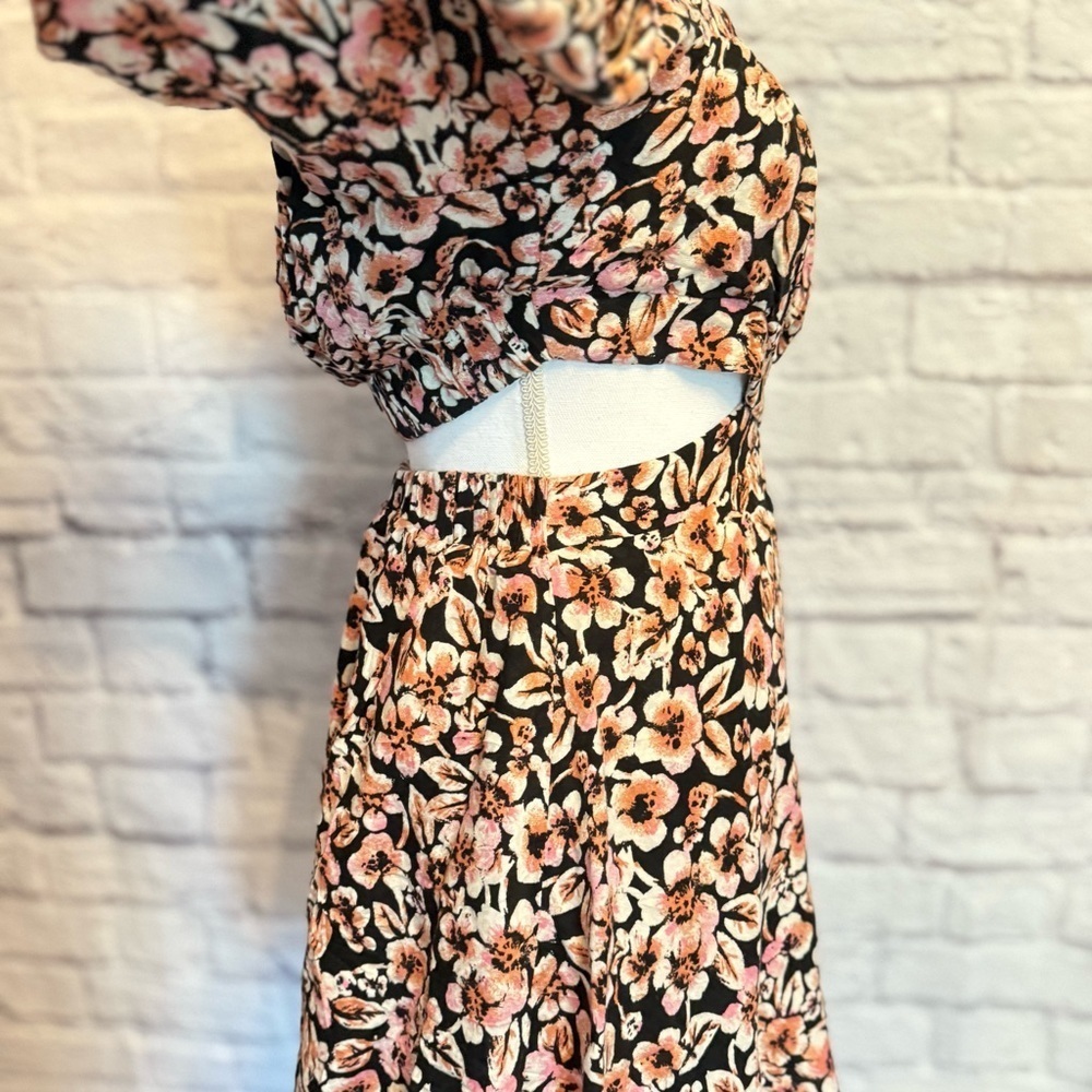 Free People Jael Cut-out Mini Dress Floral Long Sleeve Size Small - Picture 6 of 8